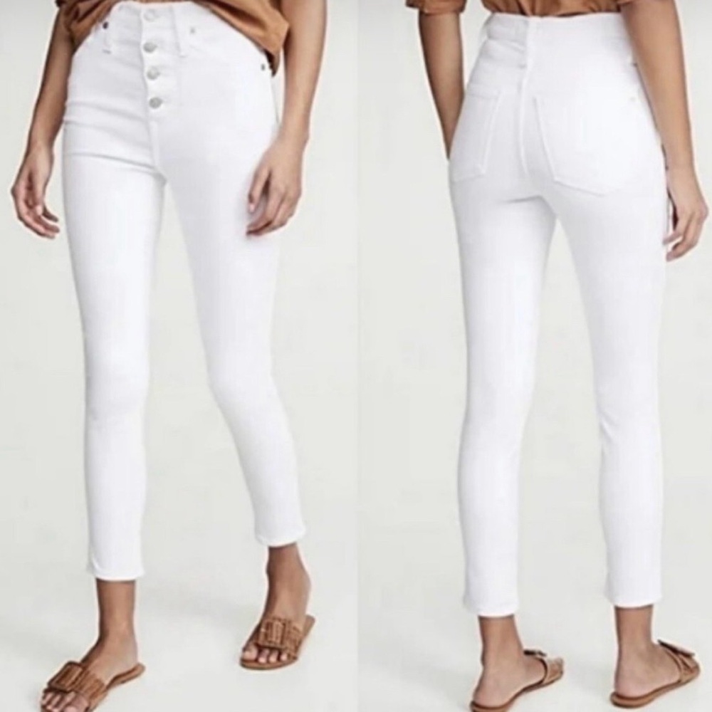 Madewell NWT White Button Fly 10" High Rise Skinny Crop Jeans Women's Size 34